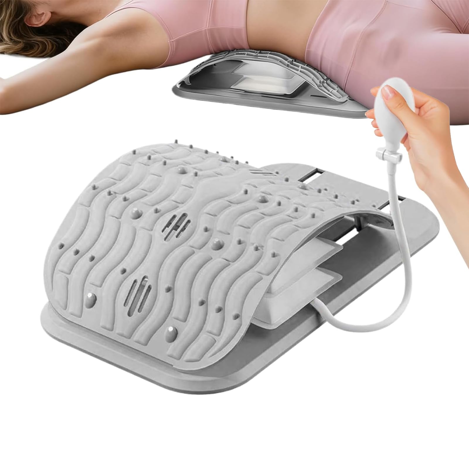 Rückenstrecker & Lendenstützbrett – Tragbarer Aufblasbarer Rückenmassagegerät mit 26° Kurve, Magnet-Akupressur, für Wirbelsäulenentlastung, Haltungskorrektur, Schmerzlinderung Angebot bei HelloDeals