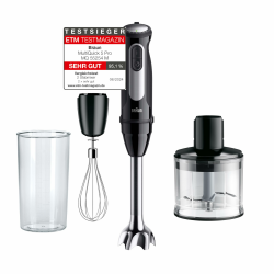 Braun Stabmixer MultiQuick 5 Pro MQ55236M - Elektrischer Stabmixer mit 25 Geschwindigkeiten, EasyClick Plus System für Zubehör, 3-teiliges Zubehör-Set, 1000 Watt, Schwarz Version 2024 – Zerkleinerer Angebot bei HelloDeals