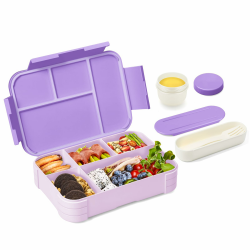 Brotdose Kinder mit Fächern,1200ml Auslaufsichere Bento-Box, Kinder-Lunchbox,Auslaufsicher Fächern,Jausenbox Brotbox für,Mädchen & Jungen,Mikrowelle/spülmaschinenfest (Purple) Angebot bei HelloDeals