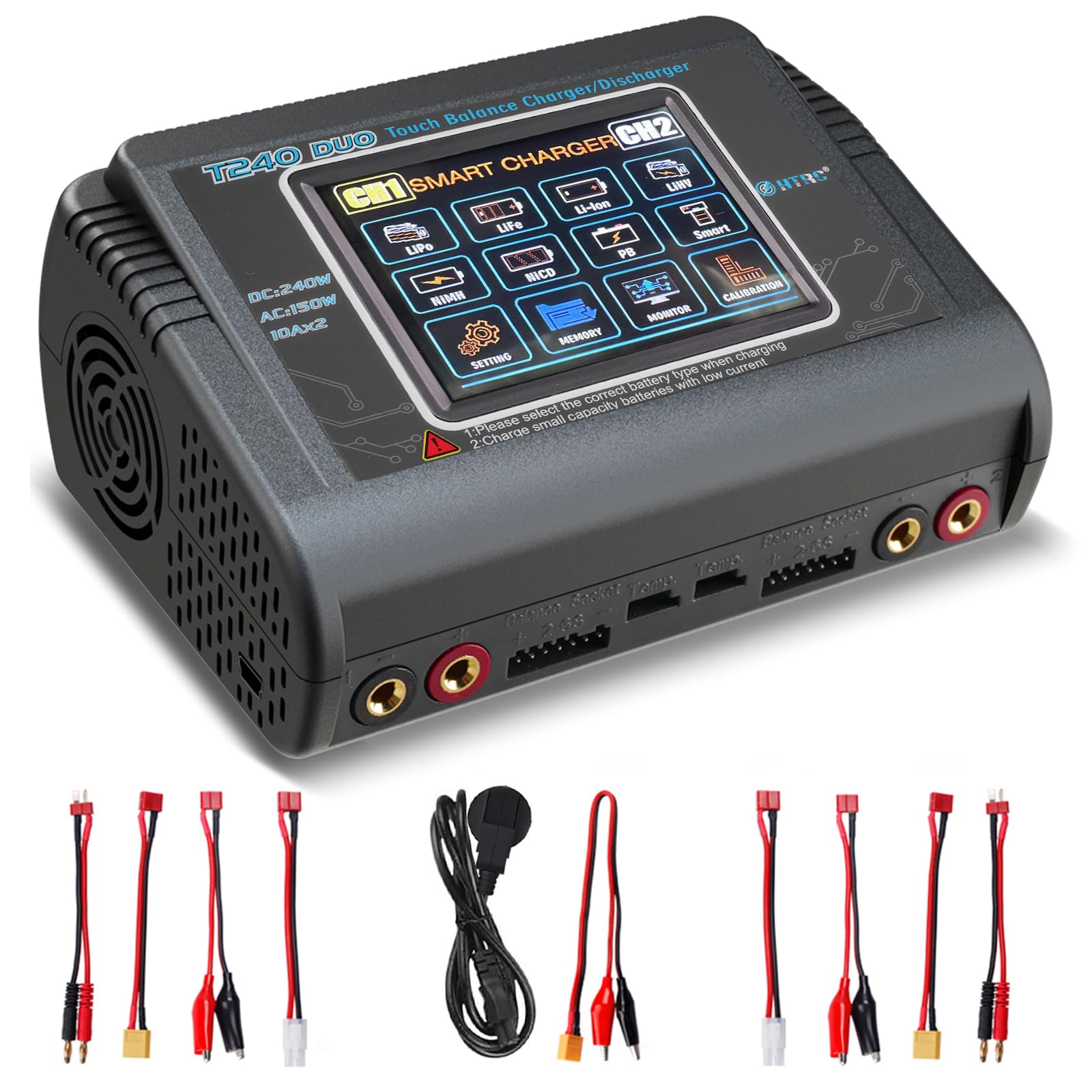 HTRC T240 Duo RC Balance Ladegerät/Entlader für Lilon LiPo Life LiHV NiCd NiMH PB Smart Batterie Dual-Multi-Ladegerät AC 150W / DC 240W 10A Angebot bei HelloDeals