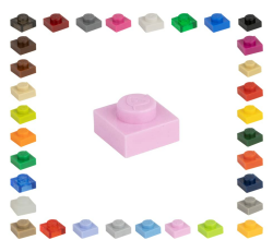 100 Mosaik Fliesen Bausteine 1x1 Noppen Kompatibel 34 vers. Farben Tiles Klemmbausteine (970 - Hell - Rosa) Angebot bei HelloDeals
