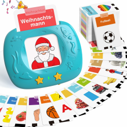HOMESTEC Spielzeug ab 2 jahre - Deutsche Sprechende Lernkarten 144 Blätter 288 Wörter, Learnspielzeug für Kind im Vorschulalter 2 3 4 5 Jahre, Geschenke für Kinder Geburtstag, Blau Blau German Version 144 Karten Angebot bei HelloDeals
