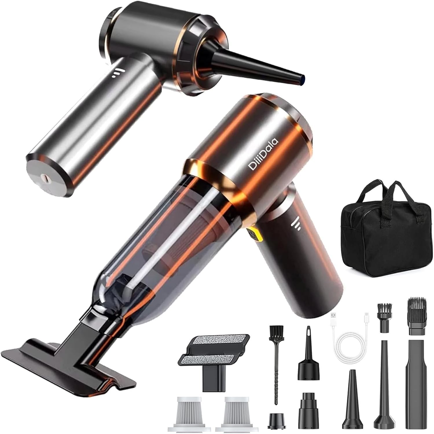 Handstaubsauger Akku, 26000PA Auto Staubsauger, Upgrade-Schnellladung, 3-Gang Akku Staubsauger mit Bürstenloser Motor per Auto, Tierhaare, Sofa Reinigung Grau Angebot bei HelloDeals