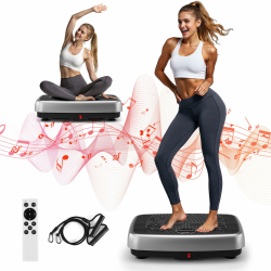 Vibrationsplatte, 2025 Verbesserte Vibrationsplatte mit Doppelmotoren für Abnehmen, Ganzkörpertraining, Muskelaufbau - Massagegerät, 450 LBS Kapazität Vibration Plate für Home Workout Verbesserte Vibrationsplatte-Grau Angebot bei HelloDeals