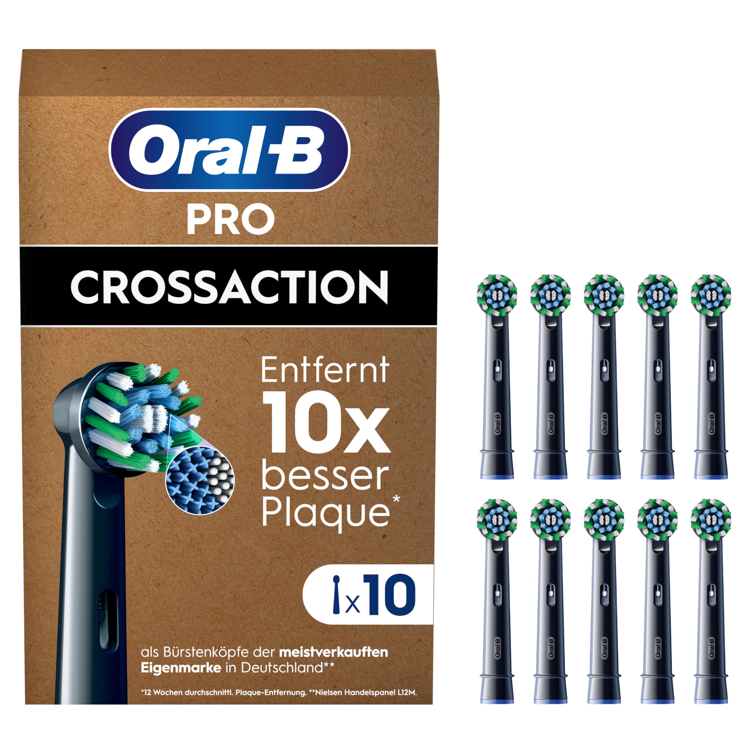 Oral-B Pro CrossAction Aufsteckbürsten — ORIGINAL Zahnbürstenaufsatz für Elektrische Oral-B Pro Zahnbürste — Ersatzbürsten, Bürstenköpfe — Schwarz, 10 Stück Schwarz 10 Stück Angebot bei HelloDeals