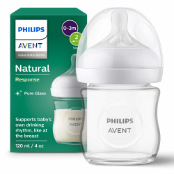 Philips AVENT Babyflasche Natural Response aus Glas - 120 ml Babyflasche, BPA-frei für neugeborene Babys ab 0 Monaten (Modell SCY930/01) 120ml 1 Stk. Single Angebot bei HelloDeals