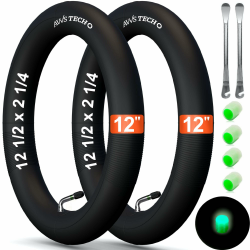 2X 12 Zoll Schlauch für Kinderfahrrad, Kinderwagen, Laufrad & Roller | für 12 1/2x2 1/4 (57-203), 12x1.75 (47-203), 12x2.10 (54-203) | mit AV 90° + 4 Leucht-Ventilkappen 12 1/2x2 1/4 (57-203) 90° AV 2 pack Angebot bei HelloDeals