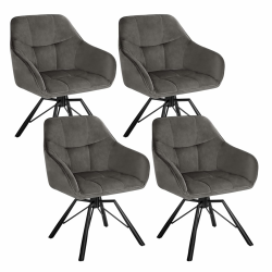 WOLTU Esszimmerstuhl drehbar 4er Set, Küchenstuhl, Polsterstuhl, Drehstuhl, bequemer Stuhl mit Armlehnen Rückenlehne, Armlehnenstuhl für Esszimmer Wohnzimmer, mit Samtbezug, Dunkelgrau Dunkelgrau 4er Set Angebot bei HelloDeals