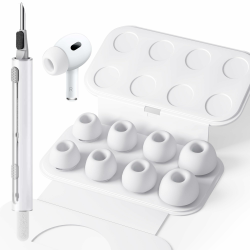 Seltureone 4 Paar Silikontips für Airpods Pro/Airpods Pro 2 Aufsätze Ohreinsätze Tips mit Reinigungsset & Tragbarem Aufbewahrungskasten, Anti Rutsch Soft Silikon Ersatz-ohreinsätze (XS/S/M/L) Extra Small, Small, Medium, Large Angebot bei HelloDeals