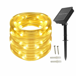 Solar Lichtschlauch Lichterkette,10 Meter 100 LEDs Wasserdicht Außenlichterkette, LED Lichterketten für Hochzeit,Party und Weihnachten,Weihnachtsbeleuchtung Weiß Angebot bei HelloDeals