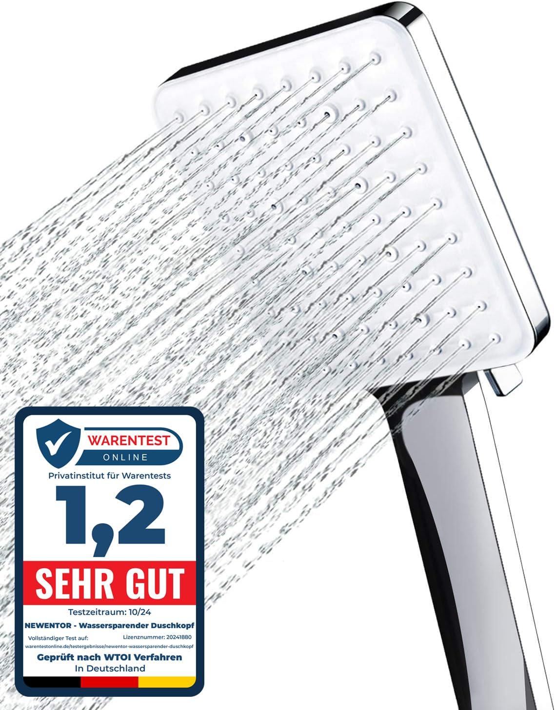 Newentor Duschkopf Regendusche [TESTSIEGER], Handbrause Duschkopf Gross, Wassersparender Duschkopf Hochdruck, Duschkopf XXL mit 6 Strahlarten (ohne Schlauch) Duschkopf Klassisches Chrom Angebot bei HelloDeals