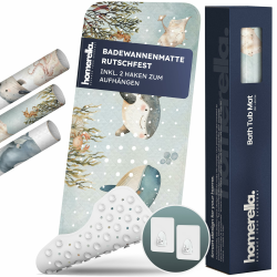 homerella® Kinder Badewannenmatte rutschfest 100x40cm, INKL. Haken, rutschfeste Badematte BPA frei, Duschmatte rutschfest, Antirutschmatte Badewanne Baby, Rutschmatte Badewanne, schimmelresistent Pastel Aqua Angebot bei HelloDeals