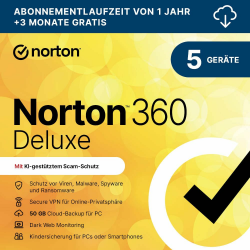 Norton 360 Deluxe 2026 | 5 Geräte | 15 Monate | Aktivierungscode per Email per Email (Aktivierungscode) 5 Geräte (+3Mo gratis) 1 Jahr Angebot bei HelloDeals