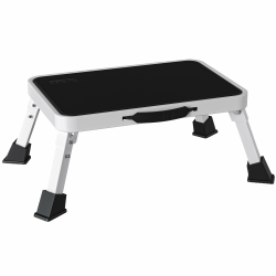 BONTEC Klapptritt, weißer Tritthocker klappbar bis 150 kg, rutschfeste Trittstufe mit Gummifüßen, klappbarer Hocker tragbar, Fußbank für Küche, Bad, Garten, Camping, kleine Leiter, Faltbarer Schemel Weiß Höhe 190mm Angebot bei HelloDeals