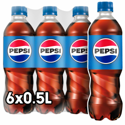 Pepsi Cola, Das Original von Pepsi, Koffeinhaltige Cola in der Flasche, EINWEG (6 x 0.5 l) (Verpackungsdesign kann abweichen) 6x0.5l Pepsi Angebot bei HelloDeals