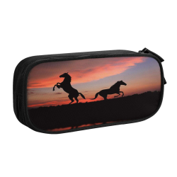 Federmäppchen Pferd Sonnenuntergang Federmappe Etui für Jungen Mädchen Große Schulsachen Federtasche Schulmäppchen Mäppchen für Schule Büro Makeup Angebot bei HelloDeals