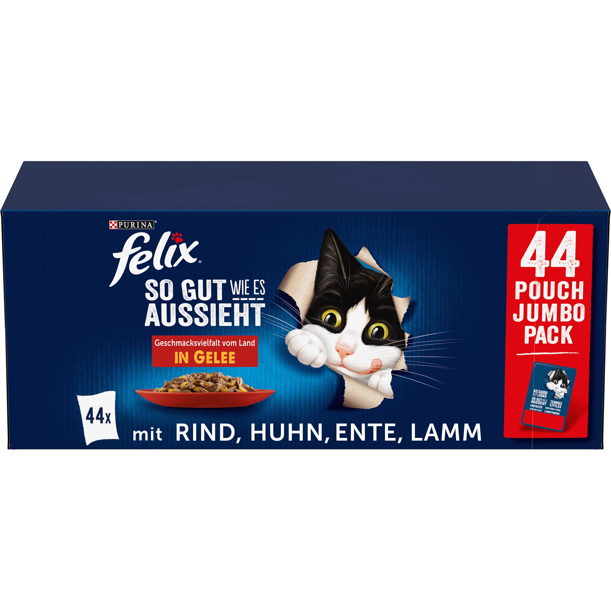 Felix So gut wie es aussieht Geschmacksvielfalt vom Land in Gelee Katzennassfutter, 44er Pack (44 x 85g) Geschmacksvielfalt vom Land in Gelee 3.74 kg (1er Pack) Angebot bei HelloDeals