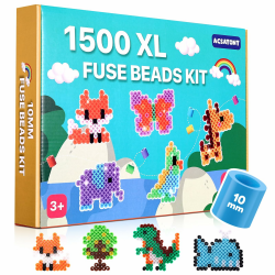 1500 Stück Große Bügelperlen, Nachfüllset Bastelperlen Durchmesser 10MM, 12 Farben Perlen XL Steckperlen für Kinder ab 3 Jahren, Kreatives Perlenset Angebot bei HelloDeals