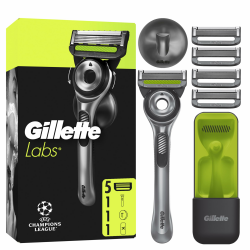 GilletteLabs Rasierer Herren Nass mit Reinigungs-Element, Nassrasierer für Männer— Inkl. 1 Handstück, 5 Ersatzklingen, und Wandhalterung für eine Einfache Aufbewahrung im Badezimmer 1 stück (1er Pack) NEU Angebot bei HelloDeals