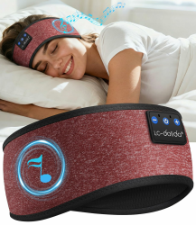 LC-dolida Schlafkopfhörer Bluetooth Kopfhörer Stirnband,Ultraweiche Bettkopfhörer Schlaf Stirnband aus Bambusfaser mit Lautsprechern,Leichtes Schlafmusik Kopfband für Reisen/Meditation/Yoga/Hörbücher Tiefrot Angebot bei HelloDeals