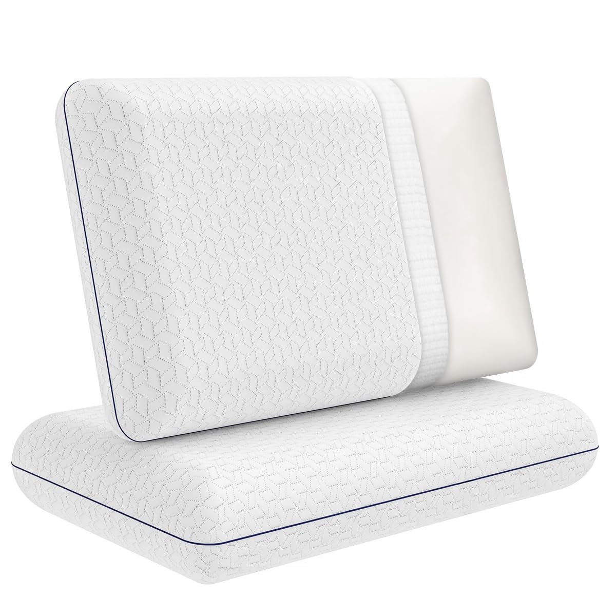 Memory Foam Kissen - Orthopädisches Nackenstützkissen Hochdichtes Material kann den Nackendruck Besser lindern Ergonomisches Kopfkissen mit abnehmbarem und waschbarem Bezug Weiß Angebot bei HelloDeals