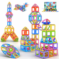 COOLJOY Magnetische Bausteine, 40 Teile Magnetbausteine Magnete Kinder, Magnetspielzeug Tiles, Magnet bausteine für Spielzeug ab 3 4 5 Jahre Kinder Jungen und Mädchen Halloween und Christmas Geschenk Bunt-transparen Angebot bei HelloDeals