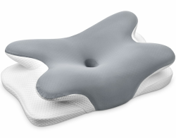 Nackenkissen Kopfkissen Nackenstützkissen Memory Foam Kissen, Ergonomisches Seitenschläferkissen für Seiten, Rücken & Bauchschläfer, 69x37x9/12 cm Grau Angebot bei HelloDeals