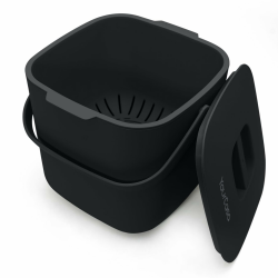 YourCasa Biomülleimer Küche 7L - Komposteimer mit herausnehmbarem Sieb & Deckel - geruchsdicht, spülmaschinenfest & ohne Biomülltüten - Bio Mülleimer für selteneres Entleeren (Schwarz) 7 Liter Schwarz Angebot bei HelloDeals