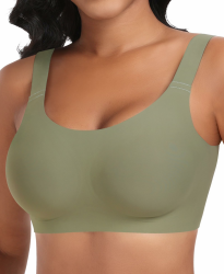 Nahtloser BH Damen Ohne Bügel Glatt Komfort Vollschalen Gepolstert Bustier Weicher BH Bequemer T-Shirt Soft BH Bra Bralette Grün XL Angebot bei HelloDeals