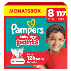 Pampers Baby-Dry Pants Größe 8, 117 Stück, 17kg+, 360° auslaufsichere Passform für Tag und Nacht Größe 8 (117 Stück) NEU Angebot bei HelloDeals