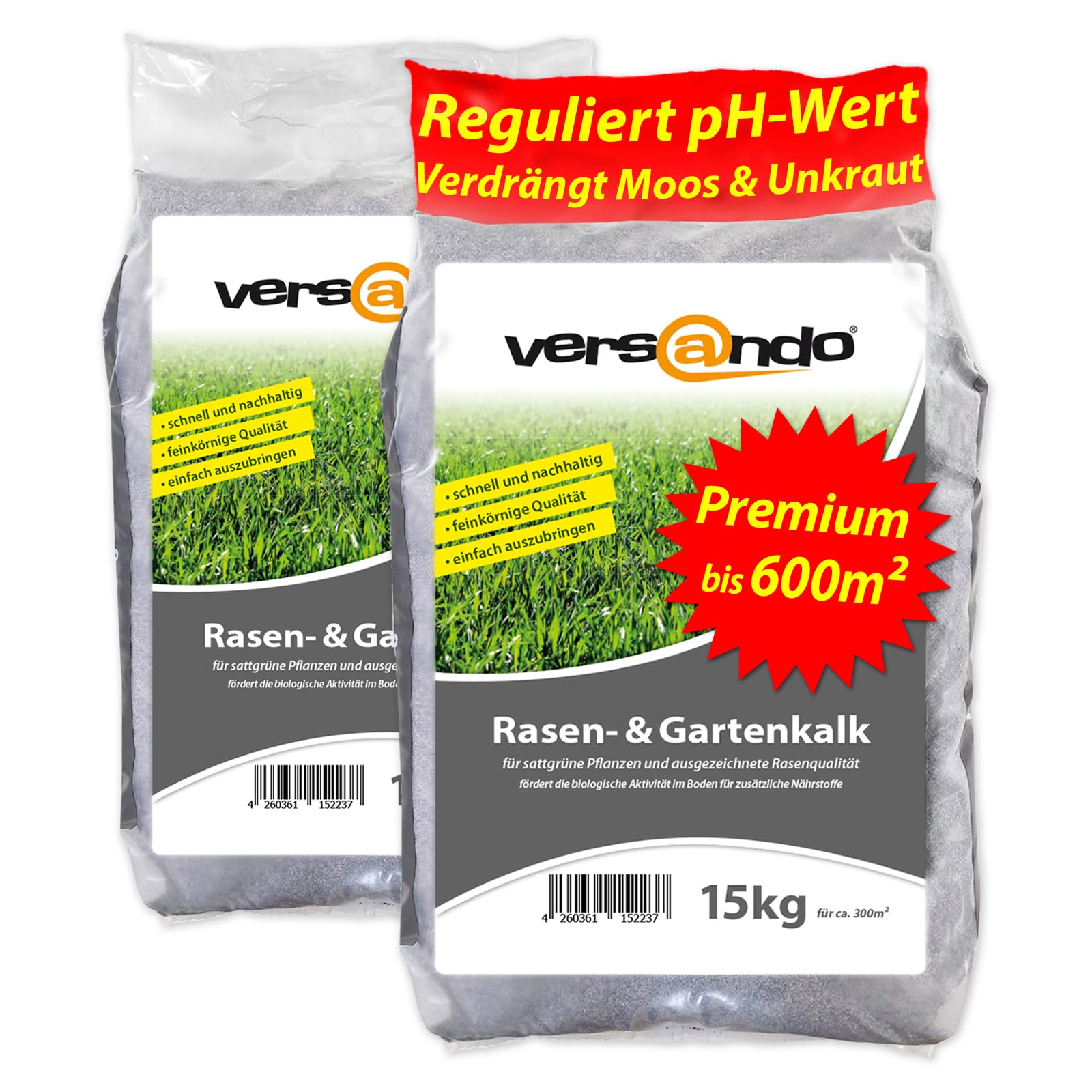 versando 30kg Rasenkalk & Gartenkalk bis 600m²: verdrängt Moos Unkraut Pilze fördert Boden & Wurzelentwicklung ideal für Rasen mit Langzeitwirkung - Premium Qualität 30kg Gartenkalk Angebot bei HelloDeals