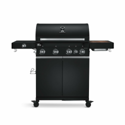 BURNHARD® Gasgrill 4-Brenner inkl. BACKBURNER, 900°C Infrarot-Keramikbrenner, Seitenkochfeld, Gusseisenrost, Abdeckhaube, Schwarz – Big FRED Deluxe Schwarz 2 | Schwarz | Deluxe | Gusseisenrost Angebot bei HelloDeals