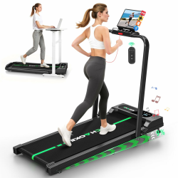 2026 Laufband für Zuhause mit App, Leises Laufband bis 12km/h mit Lautsprechern, 6-in-1 Walking Pad klappbar mit 2,75HP Motor, Treadmill mit 9% Steigung, LCD-Anzeige, Gelenkschonend, Bis 160KG green black Angebot bei HelloDeals