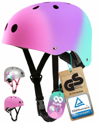 99FLIPS Skaterhelm Kinder & Jugendliche - GS Zertifiziert durch TÜV Rheinland - Ab 3 Jahren - Kinderhelm von Deutscher Marke - Scooter Helm S/M - 54-58 cm TRICOLOR Angebot bei HelloDeals