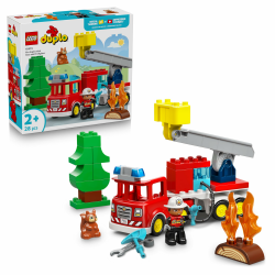 LEGO DUPLO Town Löschauto mit Schlauch und Feuerwehrmann- Lernspielzeug für Motorik - Rotes Feuerwehrauto mit Leiter, Figur und Eichhörnchen - Geschenk für Jungen und Mädchen ab 2 Jahren - 10473 Angebot bei HelloDeals