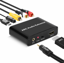 HDMI ARC Audio Extractor mit Lautstärkeregelung per TV-Fernbedienung, TV-Sound-Optimierer, HDMI ARC auf optischen Koaxial-3,5-mm-Cinch-Audioadapter für TV zu Soundsystem, Soundbar, Verstärker Angebot bei HelloDeals