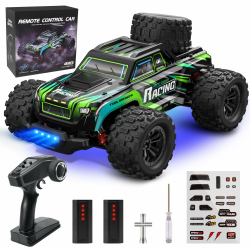 BAZADER Ferngesteuertes Auto Remote Control Car 1:16 RC Auto 40+ km/h 4WD Offroad RC Truck Mit RGB-Atemlichtern- 2 Batterien 2.4GHz All Terrain Auto Spielzeug Ferngesteuertes Auto ab 4 6 8 10 Jahre Angebot bei HelloDeals