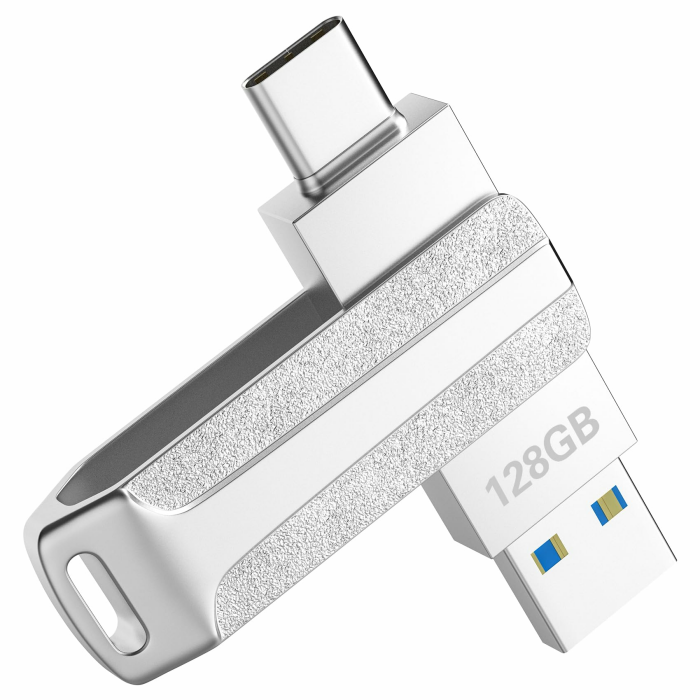USB Stick 128GB, 2 in 1 USB C Stick Metall USB 3.0 Speicherstick, Typ-C & USB-A USB-Flash-Laufwerk Wasserdichter Datenspeicher OTG USB Sticks 128GB für Mac/Typ-C Handy/PC/Laptop Angebot bei HelloDeals