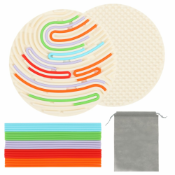 HUKUMA Sensorik Spielzeug Activity Board,Silicone Sensory Fidget Toys,Doppelseitiges Spielzeug Zur Autismus, Stress, ADHD, Anxiety Spiele Play Toy mit Reisetasche & 20 Schnüren 06 Angebot bei HelloDeals