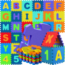 Spielwerk® 86-teilige Puzzlematte Baby Bunt 3,3m² Buchstabenteppich ABC Matten für Kinder Spielunterlage Boden Krabbelmatte Kinderzimmer Puzzleteppich Spielteppich für Kinder Mehrfarbig Angebot bei HelloDeals