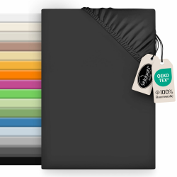 Spannbettlaken • Viele Farben & Größen • 100% Baumwolle Spannbetttuch • Oeko-Tex Zertifiziert • Bettlaken Baumwolle mit 30cm Steg • Spannleintuch • Bettbezug 100 x 200 cm Smoke Angebot bei HelloDeals