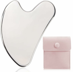 Gua Sha Edelstahl, Guasha Stein Gesichtswerkzeug, Metall Lymphdrainage Massageschaber für Gesicht, Augen, Hals, Körper, Hautpflege Geschenk (Silber) Angebot bei HelloDeals