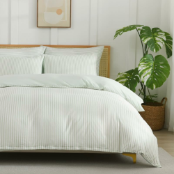 Gezu Bettwäsche 200x200cm Grün Weiß Gestreift 4teilig Bettwäsche-Sets 100% Atmungsaktive Weich Mikrofaser Bettwäsche Angenehme Bettbezug 200x200 mit 2 Kissenbezug 80x80 mit Reißverschluss, Bügelfrei Hx-grün1 200×200cm+80x80cmx2 Angebot bei HelloDeals