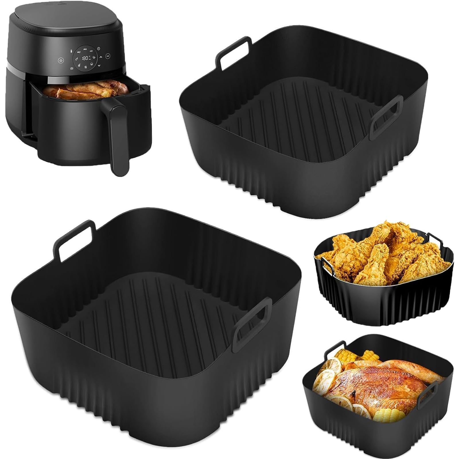 2 Silikonformen für Philips Airfryer 4,1 L (HD9252, HD9200, HD9255, NA229) Heißluft-Fritteuse Silikonwiederverwendbar Angebot bei HelloDeals