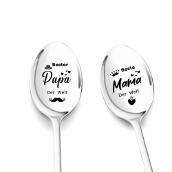 Vatertagsgeschenk für Papa, Muttertagsgeschenk für Mama, 2 Stück Kaffeelöffel mit Gravur - Beste Mama und Papa Der Welt, Mama und Papa Geschenke zur Muttertag Vatertag Geburtstag Von Tochter Sohn Angebot bei HelloDeals