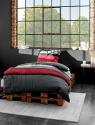 Bierbaum Bettwäsche 4757, Mako-Satin, Designed in Germany, rot 63, 200x200 + 2x 80x80 cm, für das Doppelbett 200x200 Single Angebot bei HelloDeals