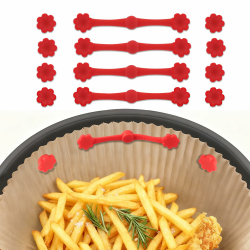 Cozary 12pcs Airfryer Magnete Für Backpapier, Inklusive 4 blumenförmigeLangen Streifen Backpapier Magnete 8 Magnetschnallen, Verhindert Papierverbrennung Hitzebeständig Wiederverwendbar, Rot Angebot bei HelloDeals