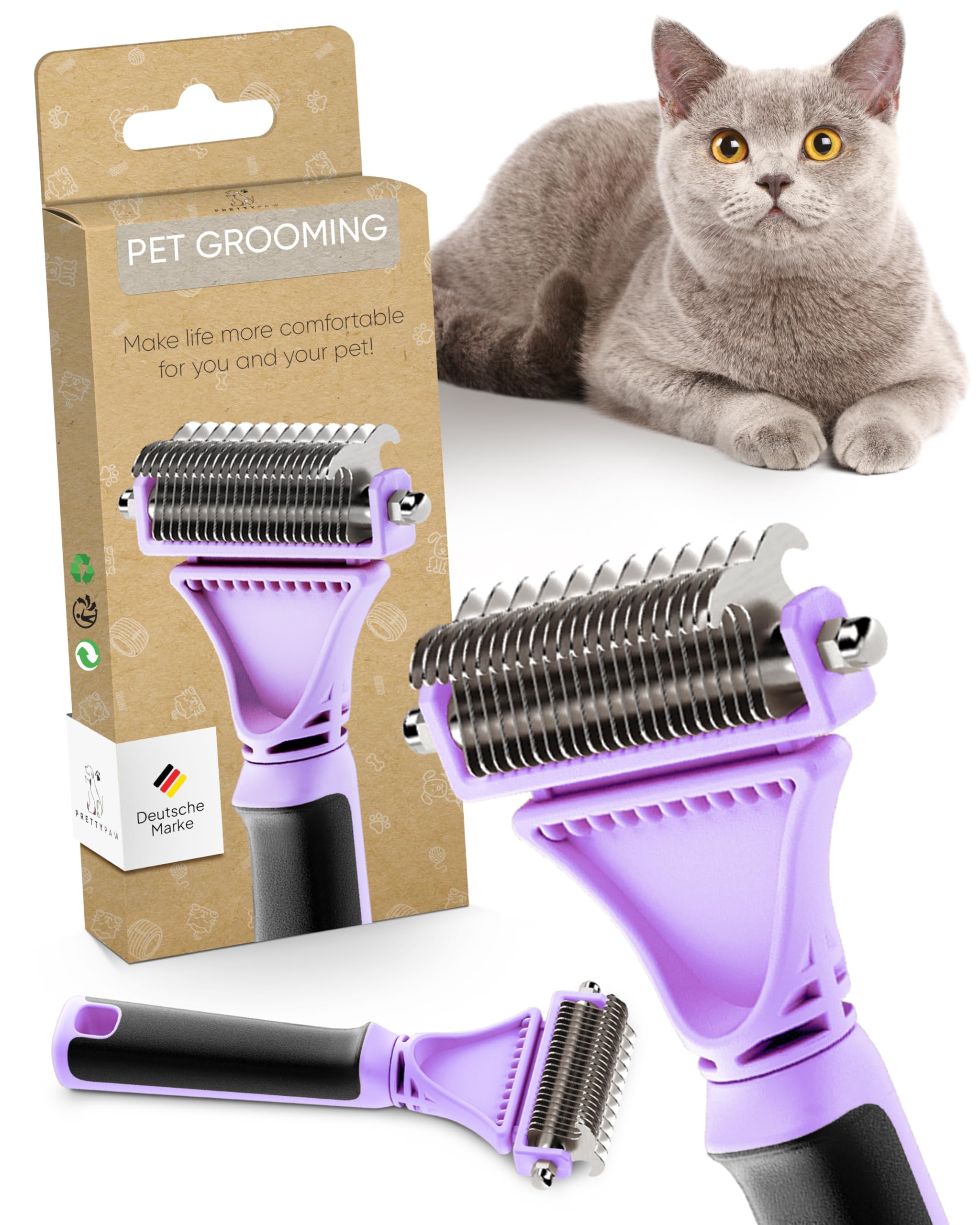 Pretty Paw Katzenbürste für empfindliche Katzen – Schonende Fellpflege mit Massageeffekt für Kurzhaar & Langhaar NEU Lavendel ! Angebot bei HelloDeals
