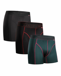 DANISH ENDURANCE 3er Pack Sport Boxershorts Herren, Funktionsunterwäsche, Sportunterwäsche, Elastisch, Geruchsneutral & Atmungsaktiv, Mit regulärem oder langem Bein XL Mehrfarbig (1 X Schwarz, 1 X Grün/Lila, 1 X Schwarz/Rot) Angebot bei HelloDeals