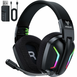 WG1 Bluetooth Headset, 2,4G Gaming Headset Wireless mit Mikrofon für PS5, PS4, PC, Mac, Faltbarer Surround Sound Noise Cancelling Kopfhörer mit LED Licht, Über 50 Stunden Akkulaufzeit Angebot bei HelloDeals